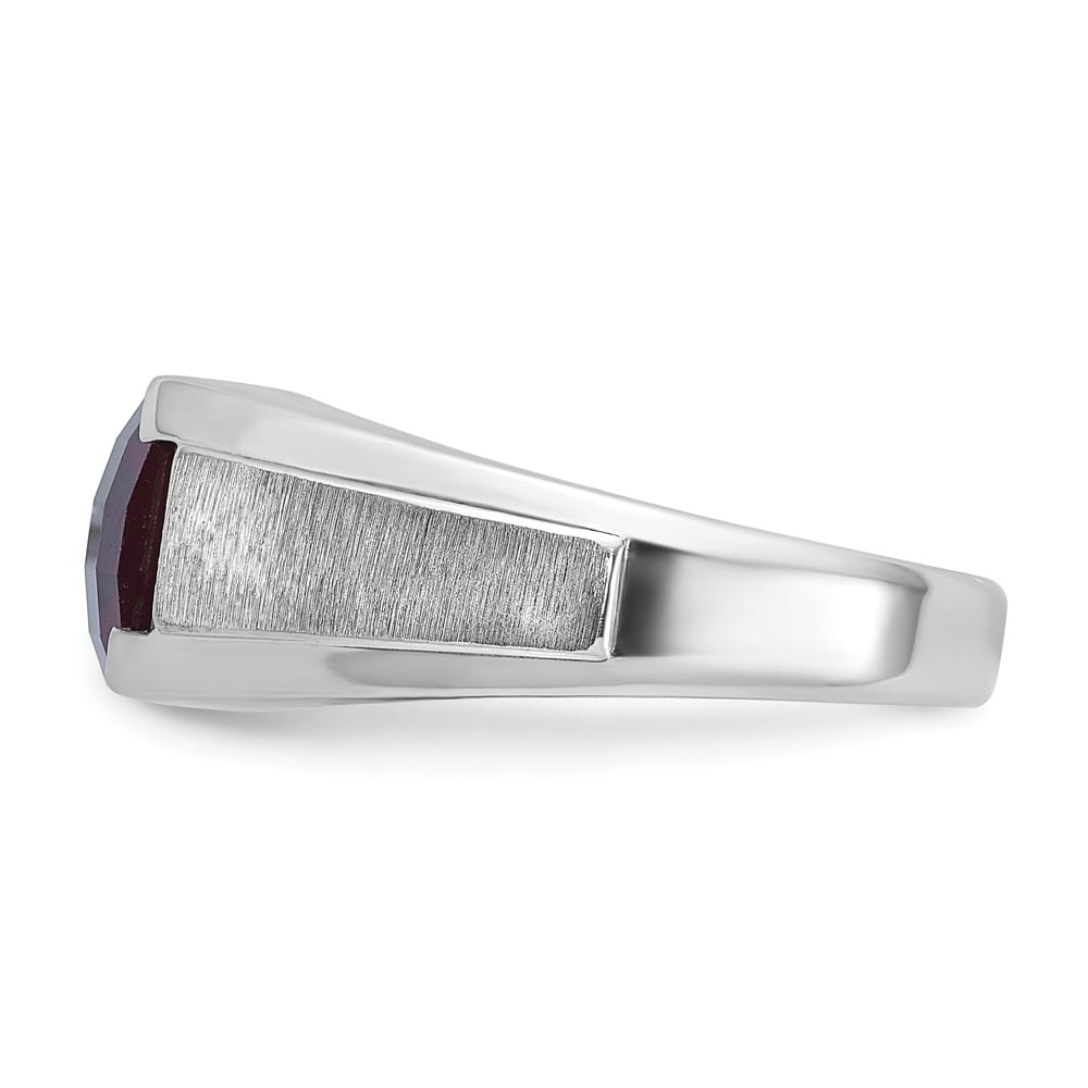14k White Gold IB Goodman Lab Created Garnet Diamond Men's Ring