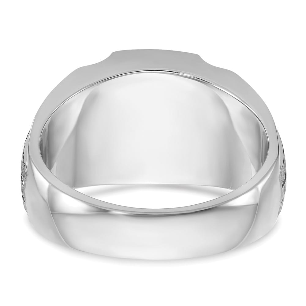 14k White Gold IB Goodman Lab Created Ruby Diamond Men's Ring