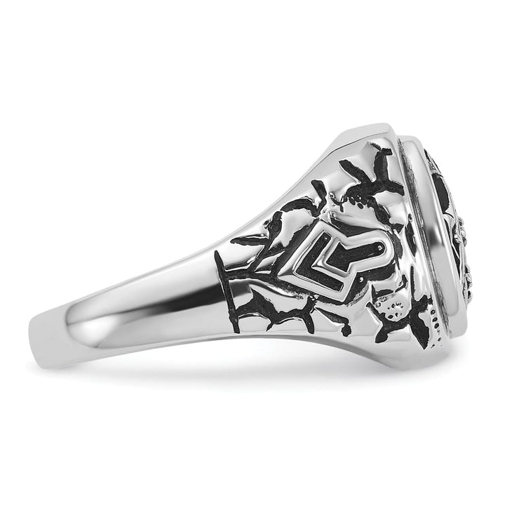 14k White Gold IB Goodman Nugget Texture with Black Masonic Ring