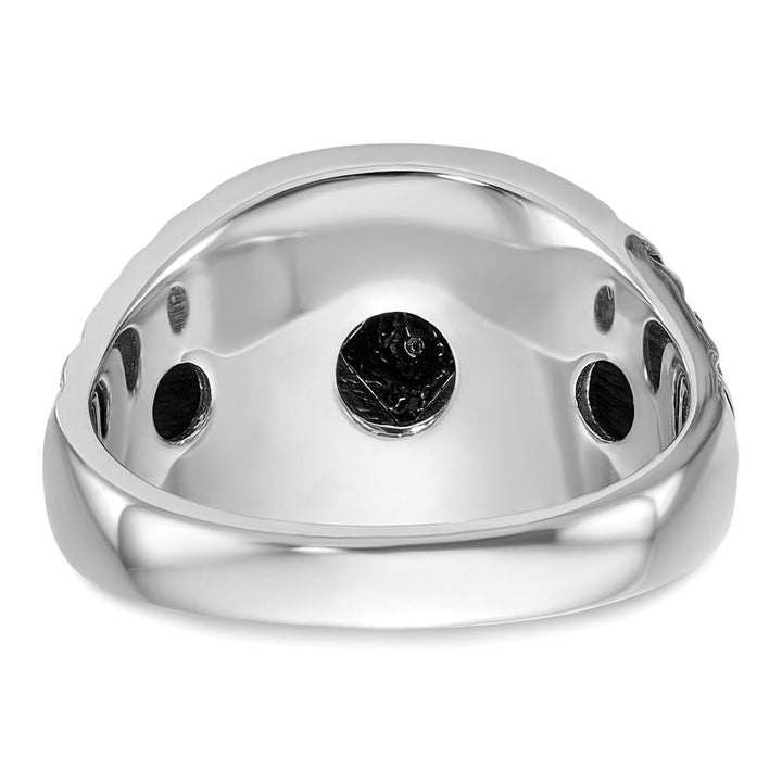 14k White Gold IB Goodman Nugget Texture with Black Masonic Ring