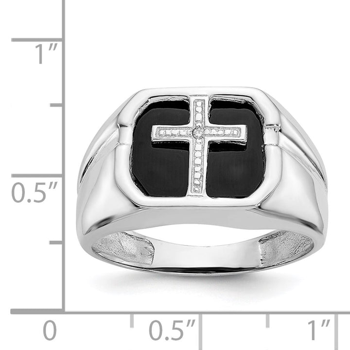 14k White Gold IB Goodman Octagon Onyx Diamond Men's Ring