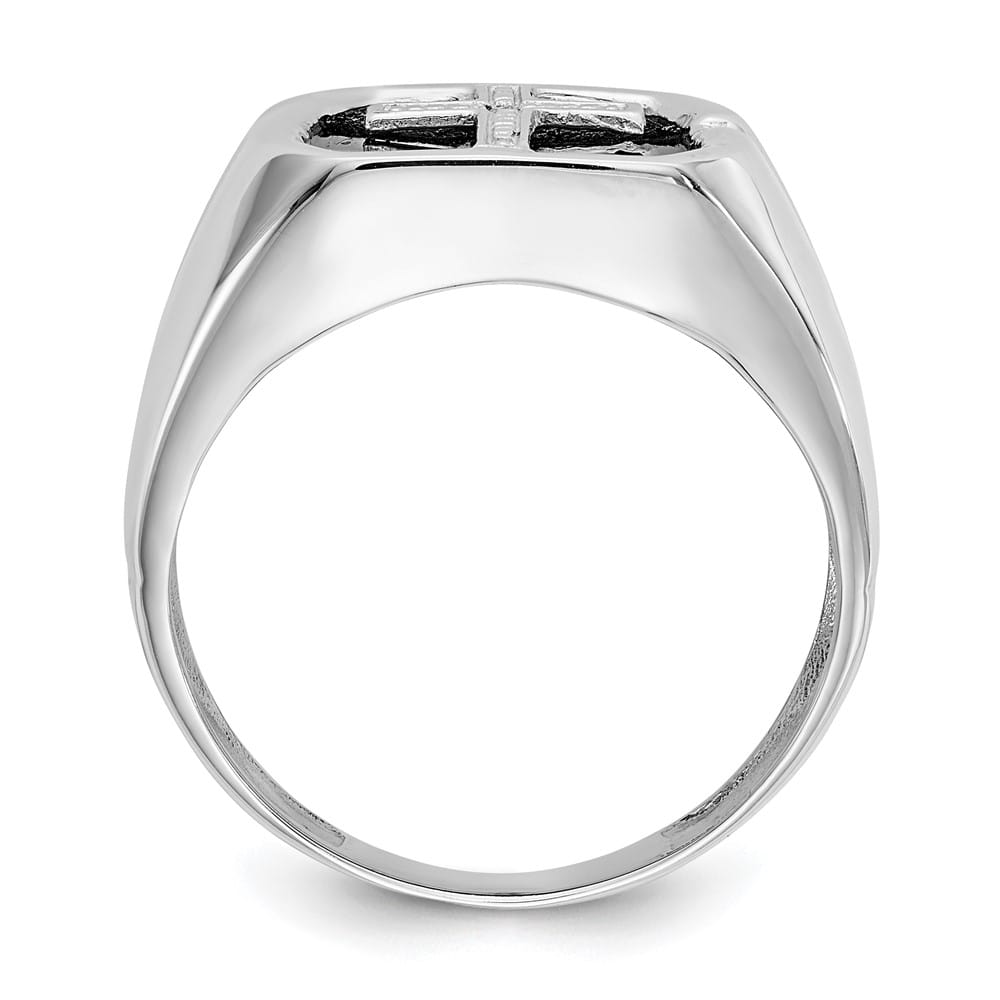 14k White Gold IB Goodman Octagon Onyx Diamond Men's Ring