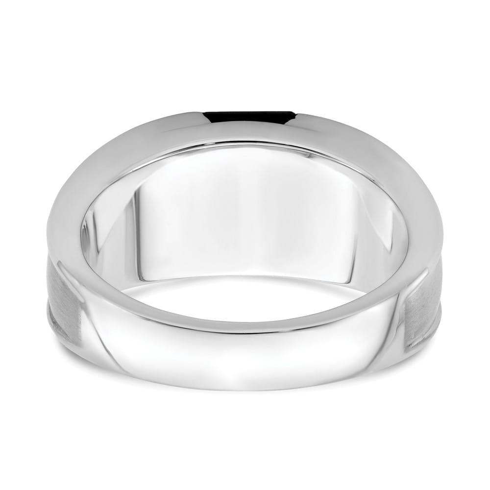 14k White Gold IB Goodman Onyx and 1/10 Carat Diamond Men's Ring Stock Size 10 Ring Are Refundable