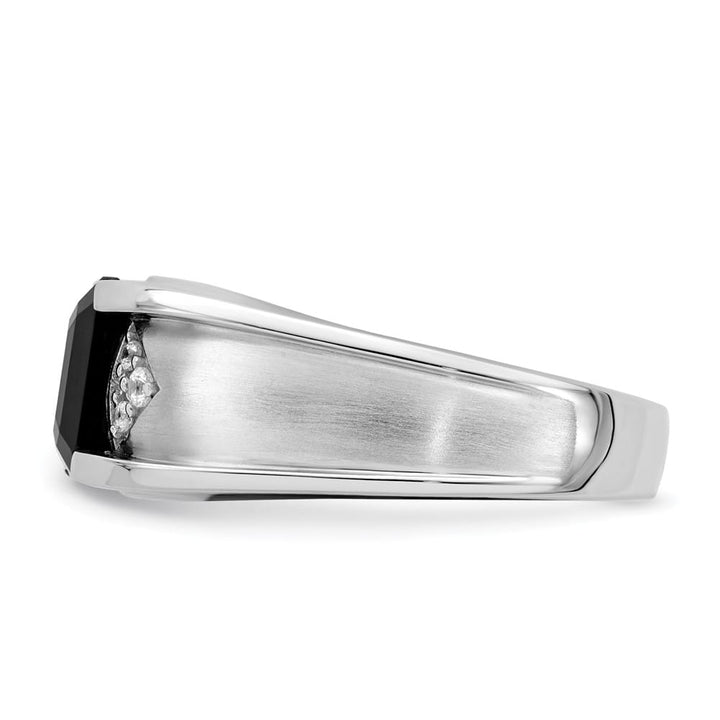 14k White Gold IB Goodman Onyx and 1/10 Carat Diamond Men's Ring Stock Size 10 Ring Are Refundable