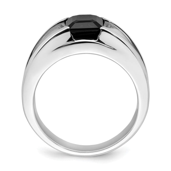 14k White Gold IB Goodman Onyx and 1/10 Carat Diamond Men's Ring Stock Size 10 Ring Are Refundable