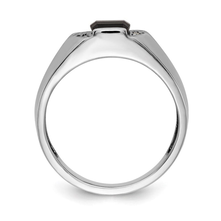 14k White Gold IB Goodman Onyx and I2 Diamond Men's Ring