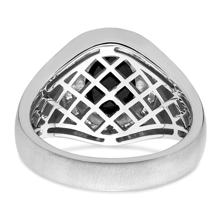 14k White Gold IB Goodman Oval Onyx Cabochon Diamond Men's Ring