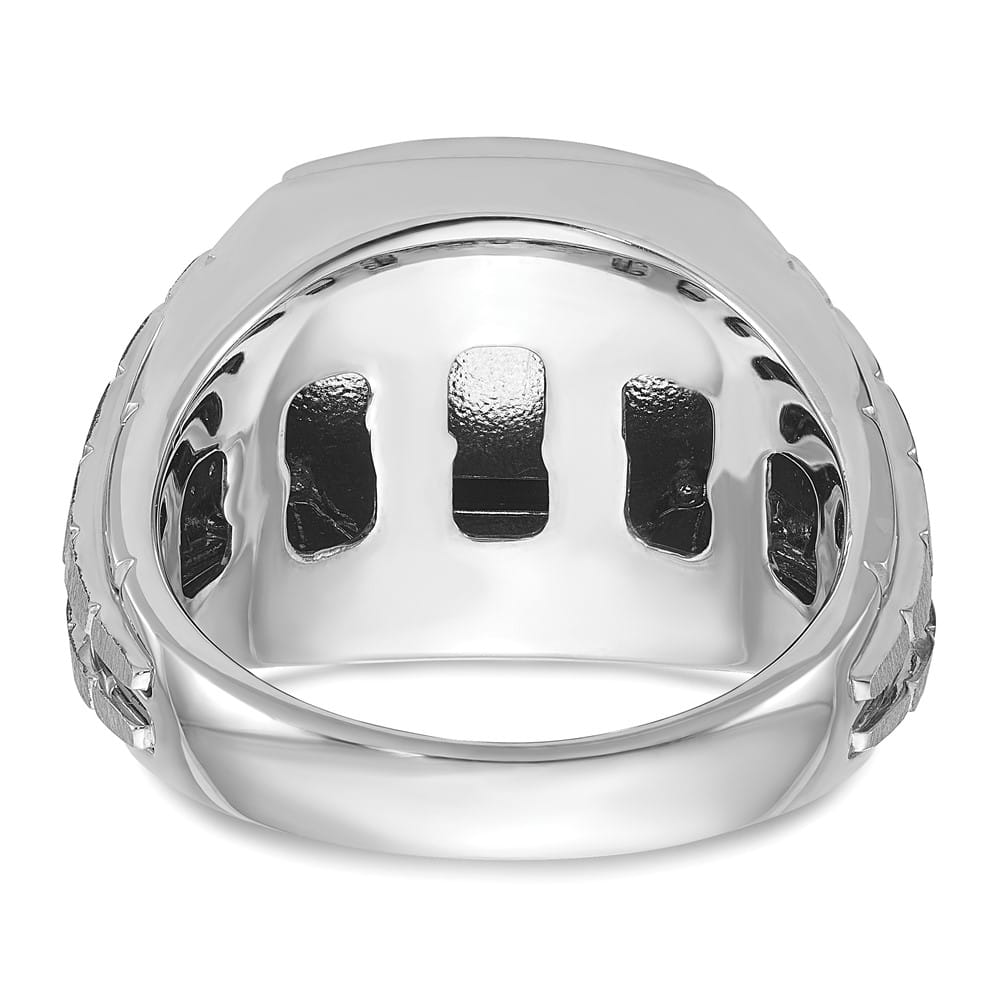 14k White Gold IB Goodman Polished and Satin Cushion Onyx Men's Ring