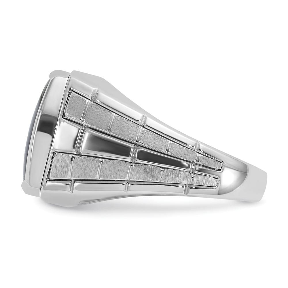 14k White Gold IB Goodman Polished and Satin Cushion Onyx Men's Ring