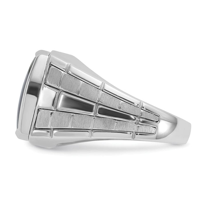 14k White Gold IB Goodman Polished and Satin Cushion Onyx Men's Ring
