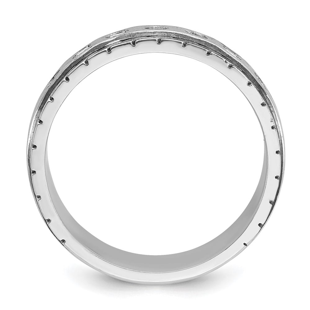 14k White Gold IB Goodman Polished and Satin Diamond Men's Ring