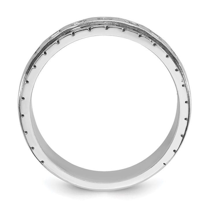 14k White Gold IB Goodman Polished and Satin Diamond Men's Ring