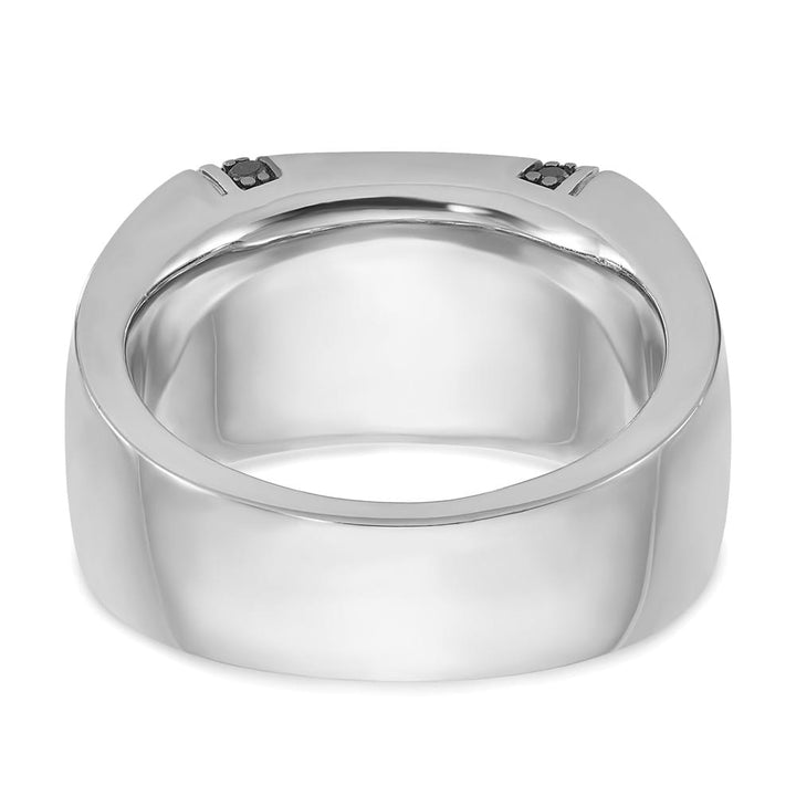 14k White Gold IB Goodman Rectangle Onyx and Black Diamond Men's Ring