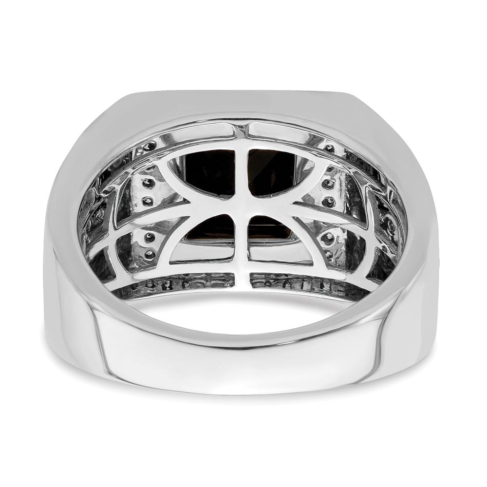 14k White Gold IB Goodman Square Onyx and Diamond Halo Men's Ring Stock Size 10 Ring Are Refundable
