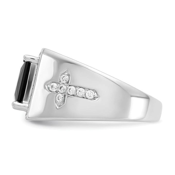 14k White Gold IB Goodman Square Onyx and Diamond Halo Men's Ring Stock Size 10 Ring Are Refundable