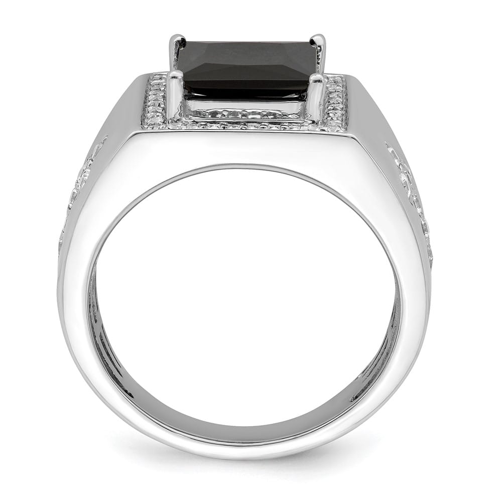 14k White Gold IB Goodman Square Onyx and Diamond Halo Men's Ring Stock Size 10 Ring Are Refundable