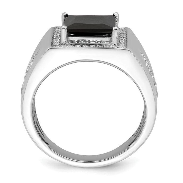 14k White Gold IB Goodman Square Onyx and Diamond Halo Men's Ring Stock Size 10 Ring Are Refundable