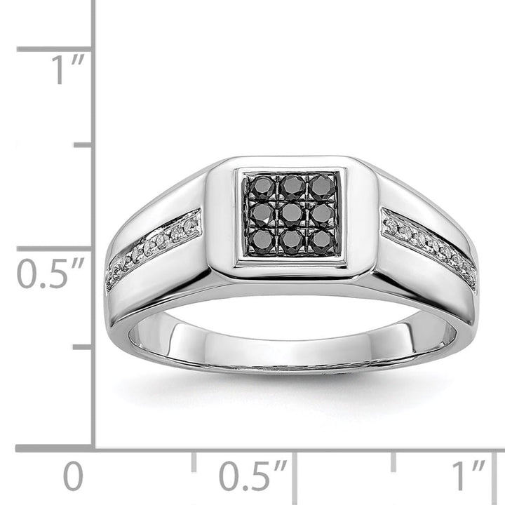 14k White Gold IB Goodman White and Black Diamond Square Men's Ring