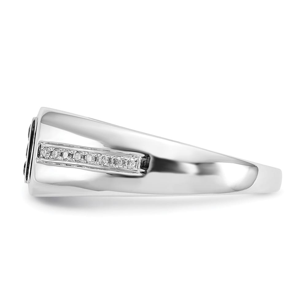 14k White Gold IB Goodman White and Black Diamond Square Men's Ring