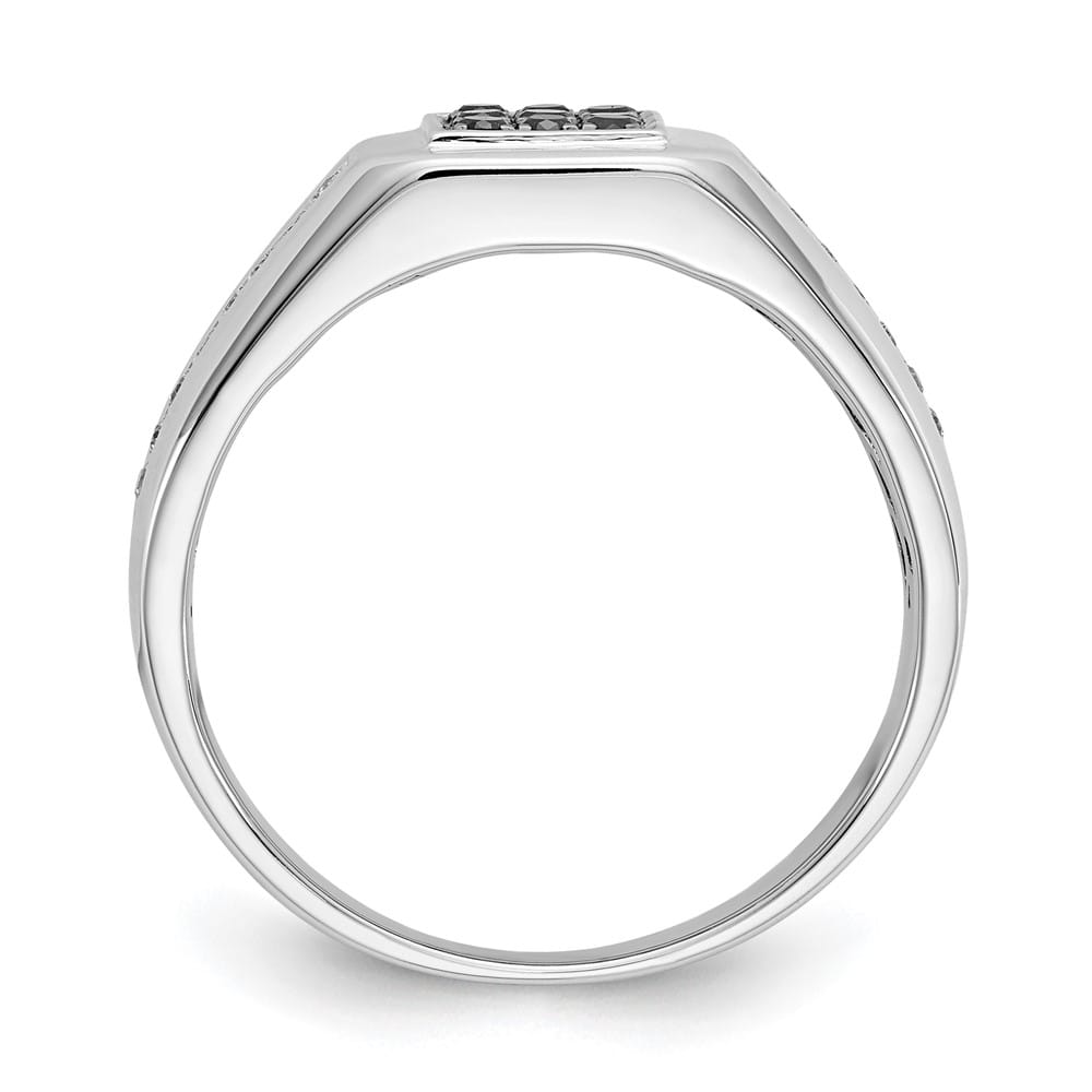 14k White Gold IB Goodman White and Black Diamond Square Men's Ring
