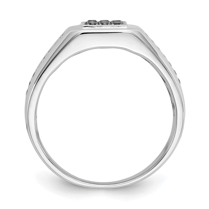 14k White Gold IB Goodman White and Black Diamond Square Men's Ring