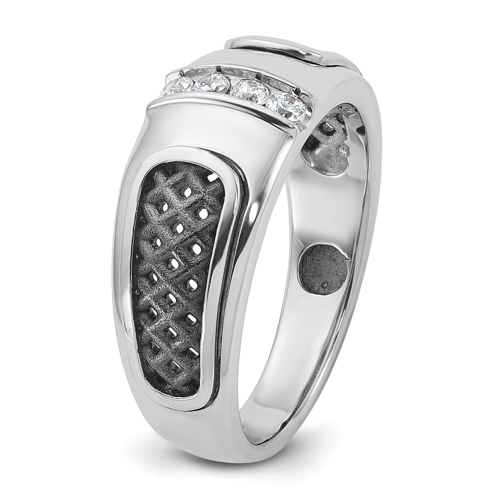 14k White Gold IB Goodman with 1/5 Carat Diamond Men's Ring