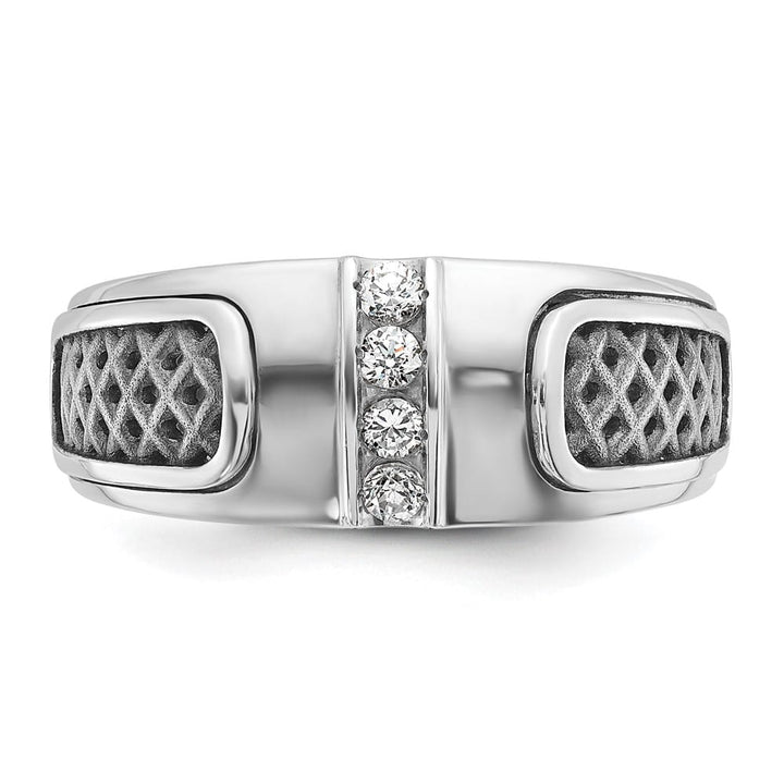 14k White Gold IB Goodman with 1/5 Carat Diamond Men's Ring