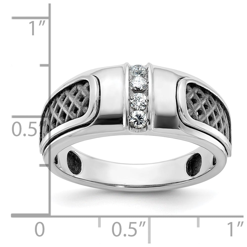 14k White Gold IB Goodman with 1/5 Carat Diamond Men's Ring