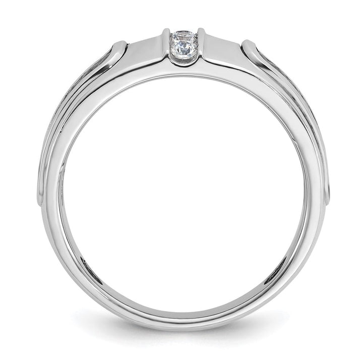 14k White Gold IB Goodman with 1/5 Carat Diamond Men's Ring