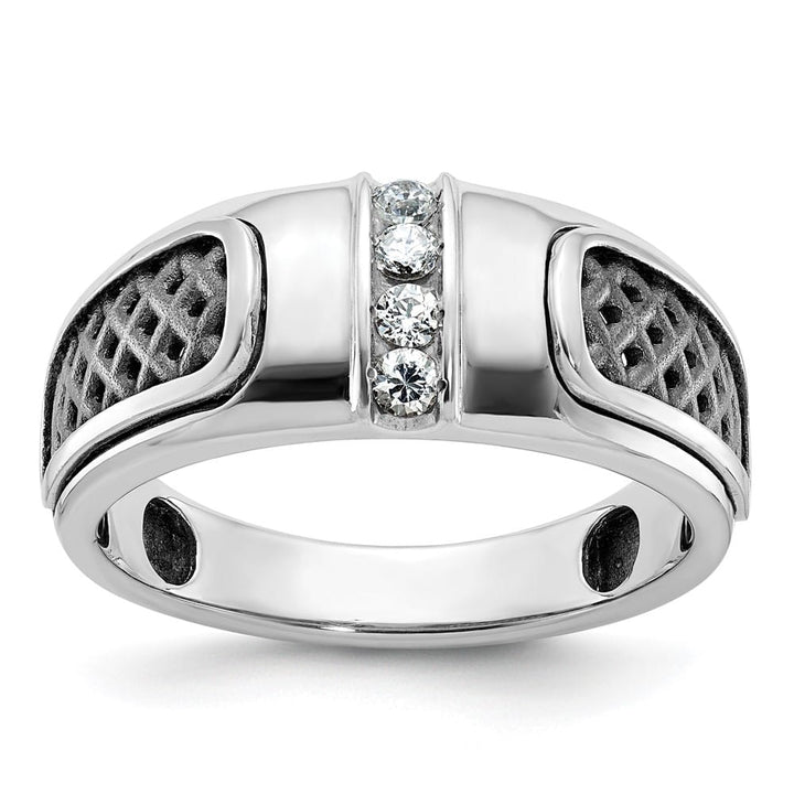 14k White Gold IB Goodman with 1/5 Carat Diamond Men's Ring