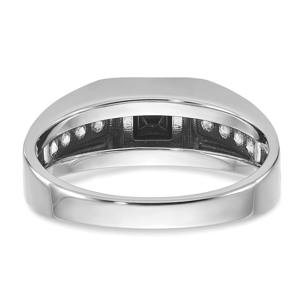 14k White Gold IB Goodman with Black and White Diamond Men's Ring