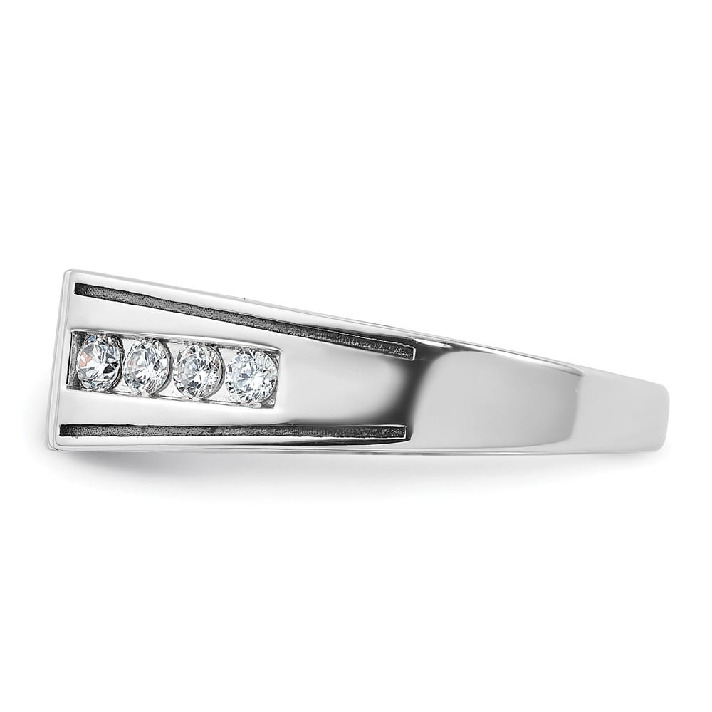 14k White Gold IB Goodman with Black and White Diamond Men's Ring