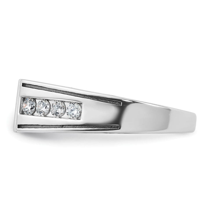 14k White Gold IB Goodman with Black and White Diamond Men's Ring