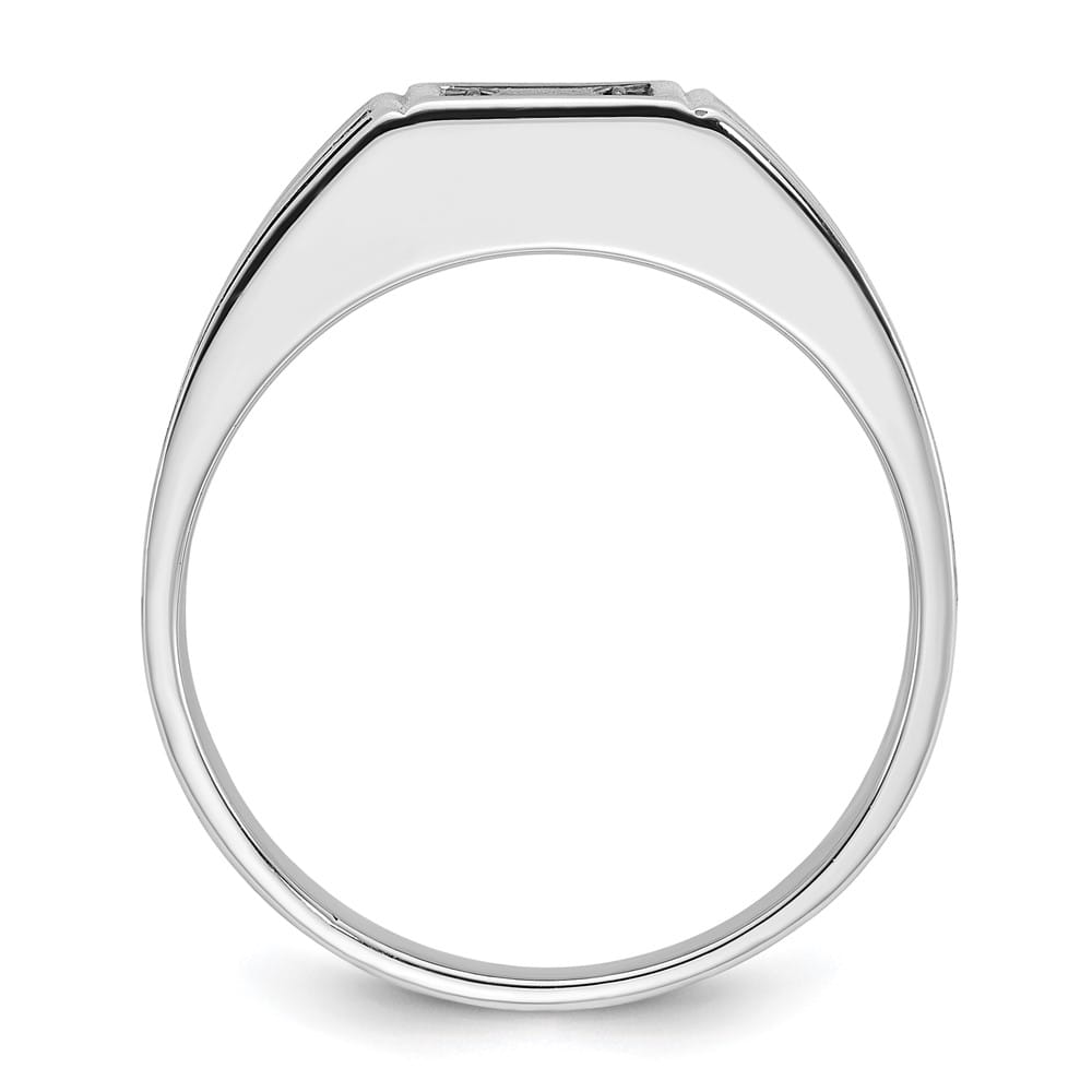 14k White Gold IB Goodman with Black and White Diamond Men's Ring