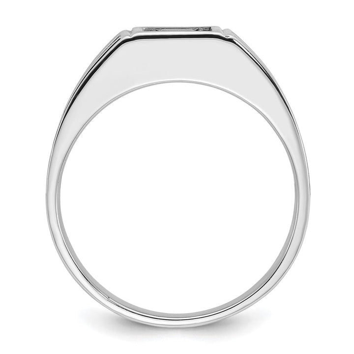 14k White Gold IB Goodman with Black and White Diamond Men's Ring