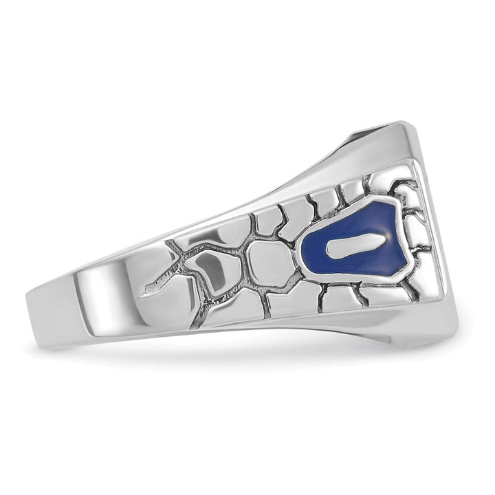 14k White Gold IB Goodman with Blue Enamel Men's Blue Lodge Ring