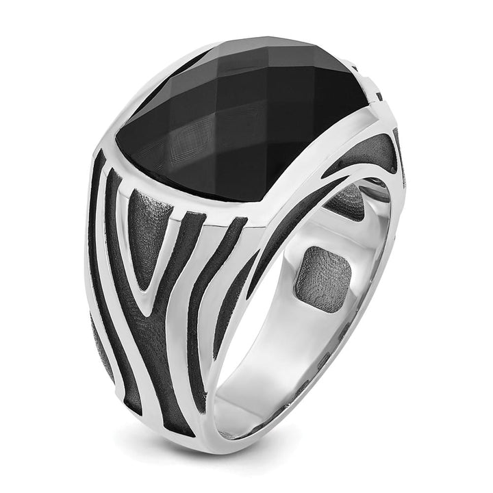14k White Gold IB Goodman with Onyx Men's Ring