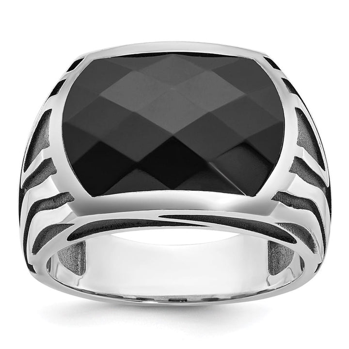 14k White Gold IB Goodman with Onyx Men's Ring