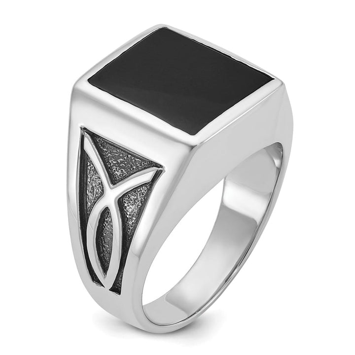 14k White Gold IB Goodman with Rectangle Onyx Men's Ring