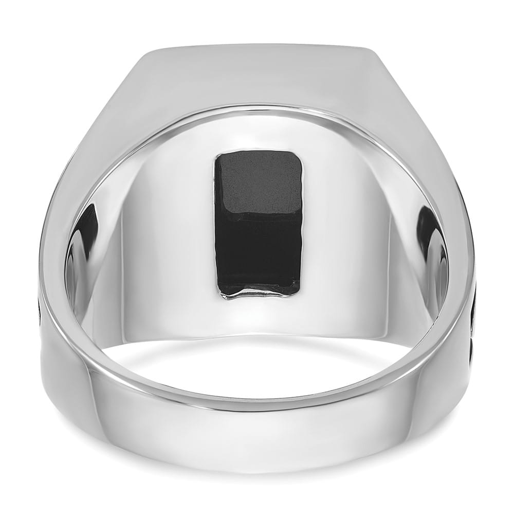 14k White Gold IB Goodman with Rectangle Onyx Men's Ring