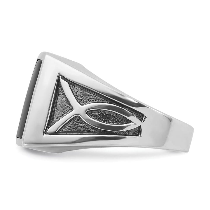 14k White Gold IB Goodman with Rectangle Onyx Men's Ring