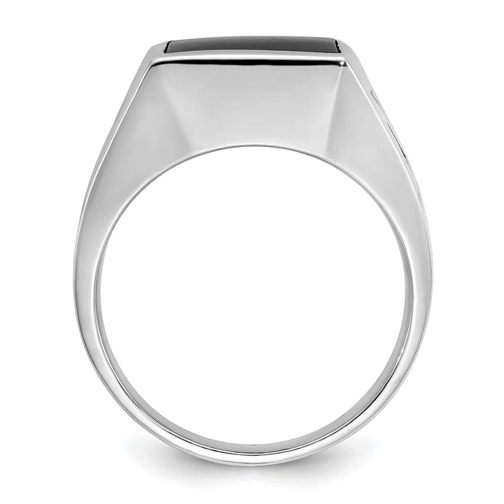 14k White Gold IB Goodman with Rectangle Onyx Men's Ring