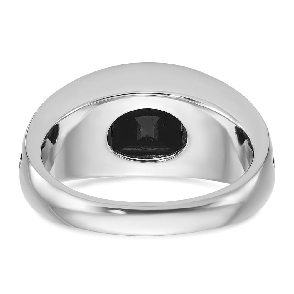 14k White Gold IB Goodman with Square Onyx Diamond Men's Ring