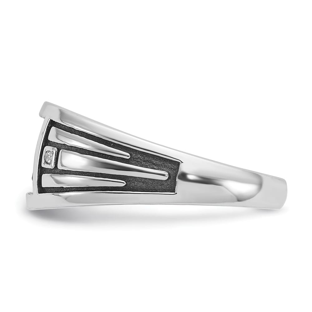 14k White Gold IB Goodman with Square Onyx Diamond Men's Ring