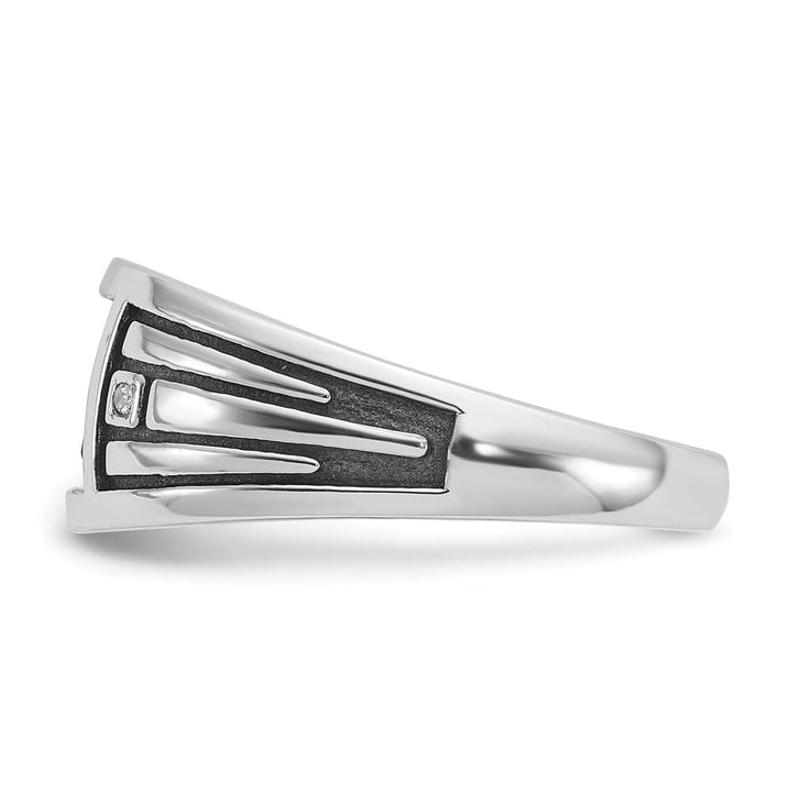 14k White Gold IB Goodman with Square Onyx Diamond Men's Ring