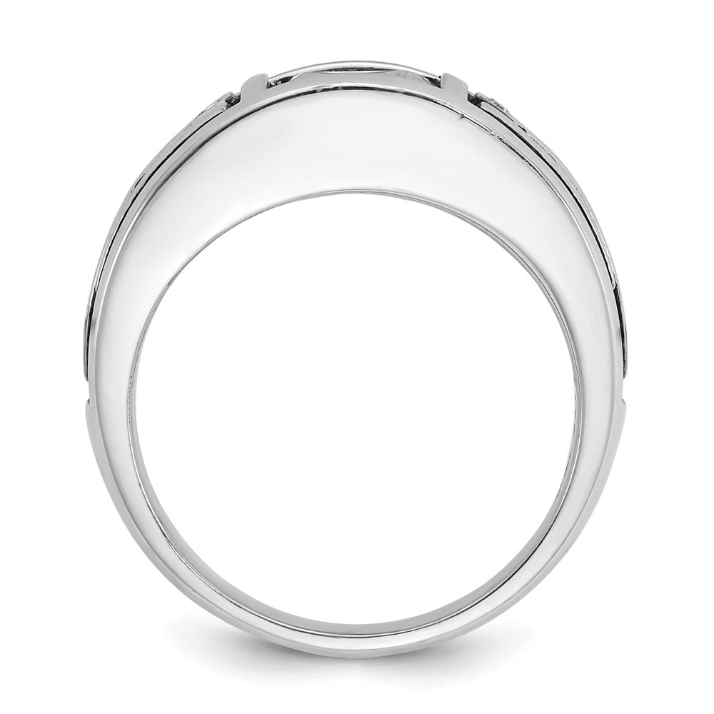 14k White Gold IB Goodman with Square Onyx Diamond Men's Ring