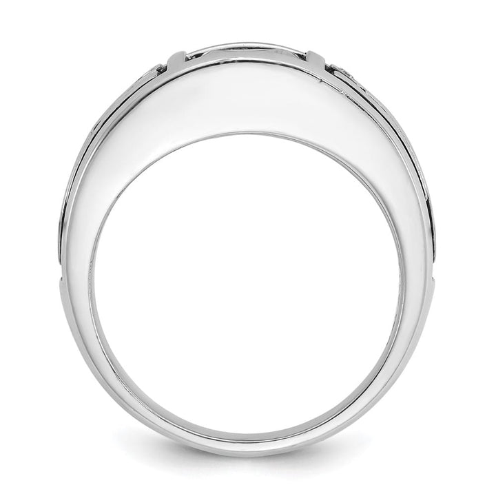 14k White Gold IB Goodman with Square Onyx Diamond Men's Ring