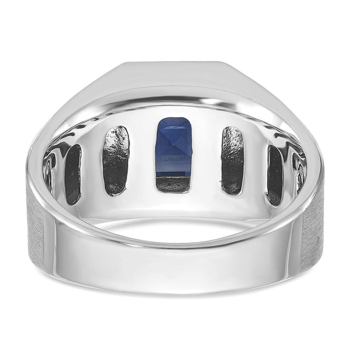 14k White Gold Lab Created Sapphire and 1/3 Carat Diamond Men's Ring
