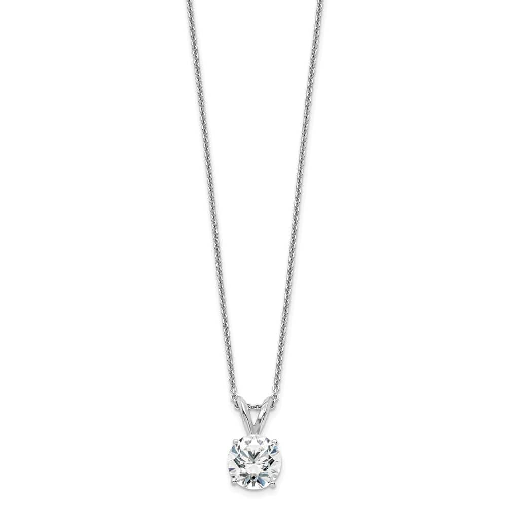 14K White Gold Lab Grown Diamond Solitaire 18 inch Necklace