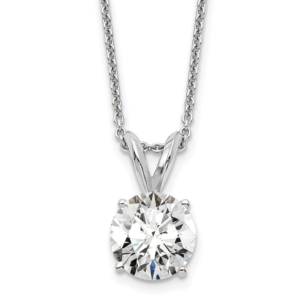 14K White Gold Lab Grown Diamond Solitaire 18 inch Necklace